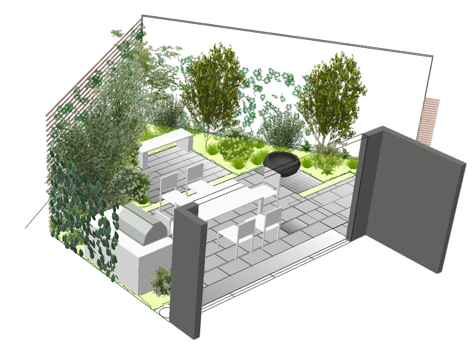 Small courtyard garden in Chiswick